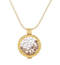 Shiny gold rose 33mm my coin locket diy necklace jewelry