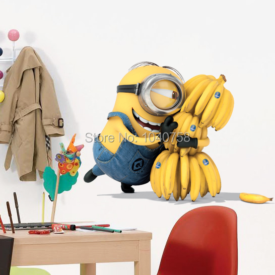 Cartoon Despicable Me Minions Wall Stickers for Kids Room Baby Banana