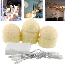 Aladin 10 LED Cotton Ball Gorgeous Battery String Light Ivory White Party Patio Decor Decoration 1.8M