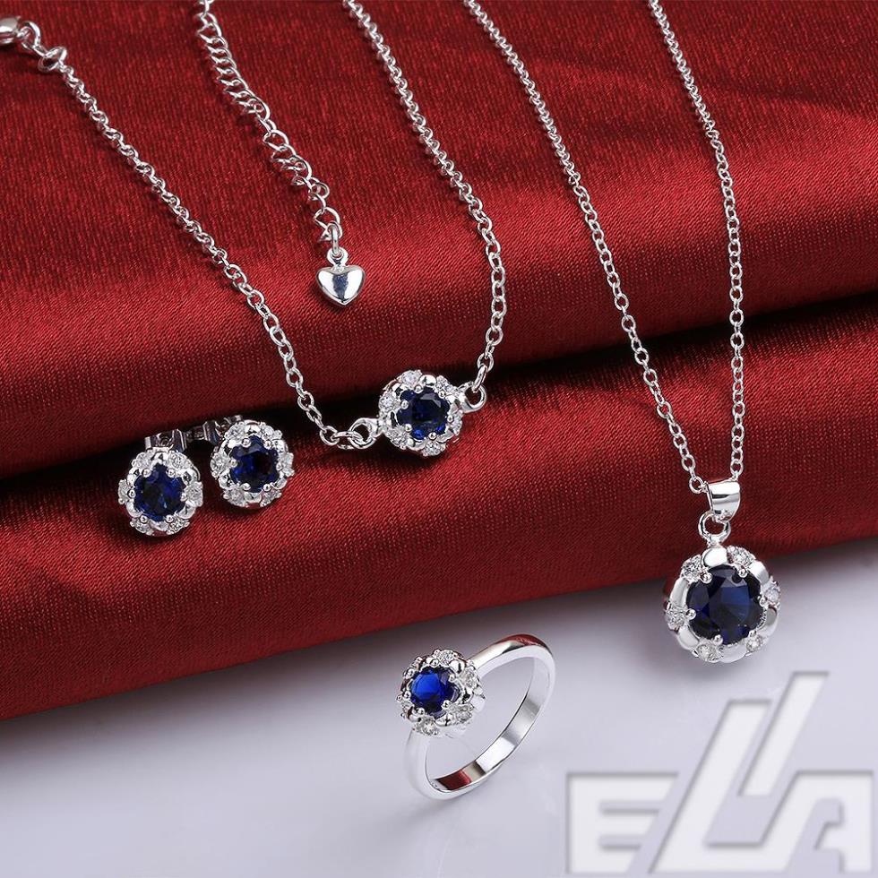 High quality jewellery set artificial sapphire jewelry Earring Ring