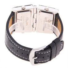 OULM 9525Man Sports Multiple Time Zone Quart Boat Nails Military watch Three Movt Quartz Special Unique