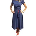 2016 Summer Dress Dot Vintage O Neck Short Sleeve Side Zipper Belt Polka Dot Ball Gown