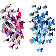 12pcs/lot PVC 3d Butterfly wall decor cute Butterflies wall stickers art Decals home Decoration Free shipping