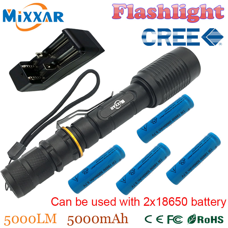ZK30 V5 CREE XM-L T6 5000Lumens LED Flashlight 5-Modes Adjustable Waterproof Tactical Outdoor Hunting Torch Lamp Telescopic