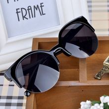 Summer Style Cat Eye Sunglasses Women Eyewear Semi Rimless Sunglasses Super Round Circle Cat Eye Sunglasses