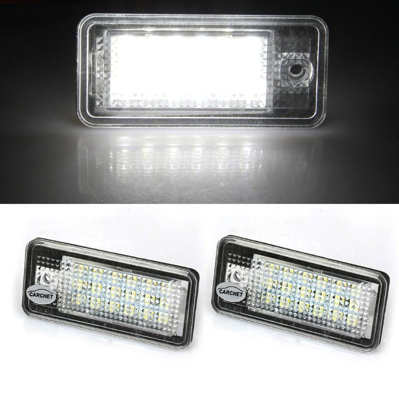 CARCHET 2 White 18 LED 3528 SMD License Plate Lights Lamps Bulbs for AUDI A3 8P A6 4F A4 B6 Q7 TDI