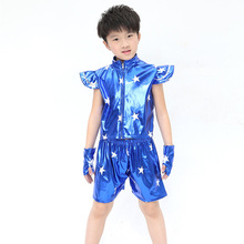 Best Selling Children Dancer Costume Faux Leather Jazz Hip Hop Clothing Personality Fashion Boys Girls Dancewear Top+Pant+Gloves