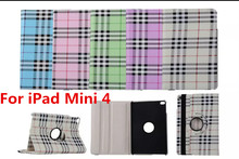 Tablet Case For iPad Mini 4 Case 360 Rotation PU Plaid Scottish tartan for Smart Cover iPad Mini 4 Flip Case with Stand Function