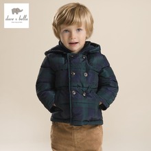 DB2943 dave bella winter infant coat baby boy padded jacket boys outerwear boys grid coat boys fashion jacket