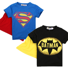 Summer Style Cotton Batman Superman Boys T Shirts Kids Clothing Tee Boys Outwear Child’s Clothes Cool Fashion Cloak Top Tee