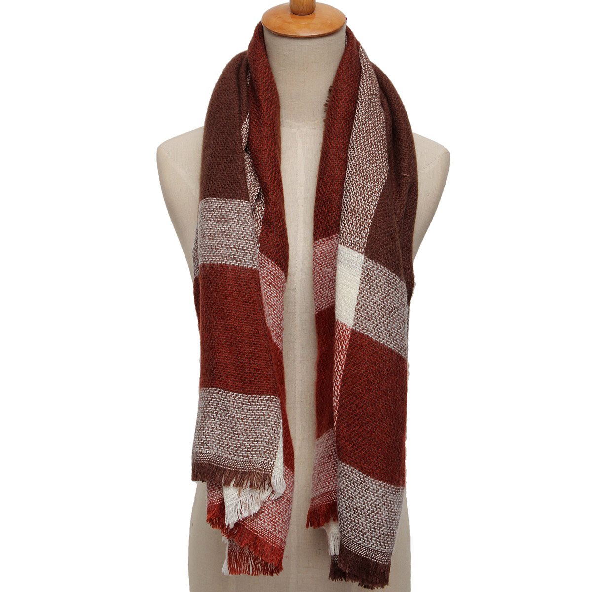 Winter Women s Scarf Vintage Wool Blend Blanket Oversized Plaid Long Large Warm Ladies font b