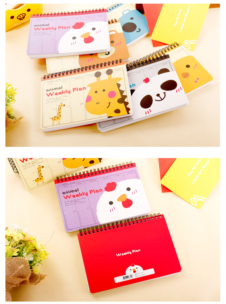 Kawaii Animals Notebook Weekly Planner Agenda 2016 Filofax Organizer Rollover Spiral Notepad Cute School Stationery Supplies
