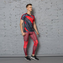 Men compression shirt sets sport leggings for basketball&football fitness clothing compression t-shirt+compression pants 2016