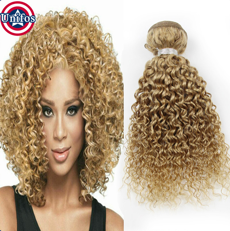 Single Bundle Curly Blonde Hair Extensions Honey Blonde ...