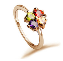 New Fashion Ladies Jewelry Colorful Sapphire Engagement Finger Ring Size 16 to 19 CZ 18K Gold