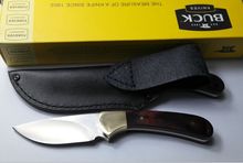 Envío gratis alta calidad del OEM Buck 113BRS camping caza cuchillos de supervivencia del cuchillo de hoja fija herramienta de mano envoltura de cuero mejor regalo