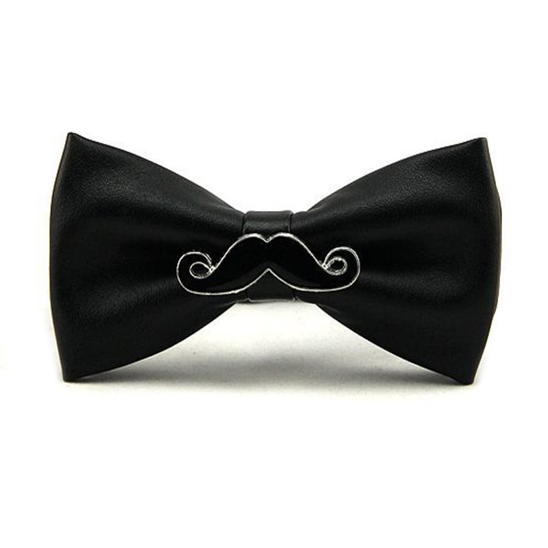 Fashion Mens PU Leather Black Bowtie for Bridegroom Wedding Gravata Slim Tuxedo Vestidos Skinny Cravat Neckwear Accessories