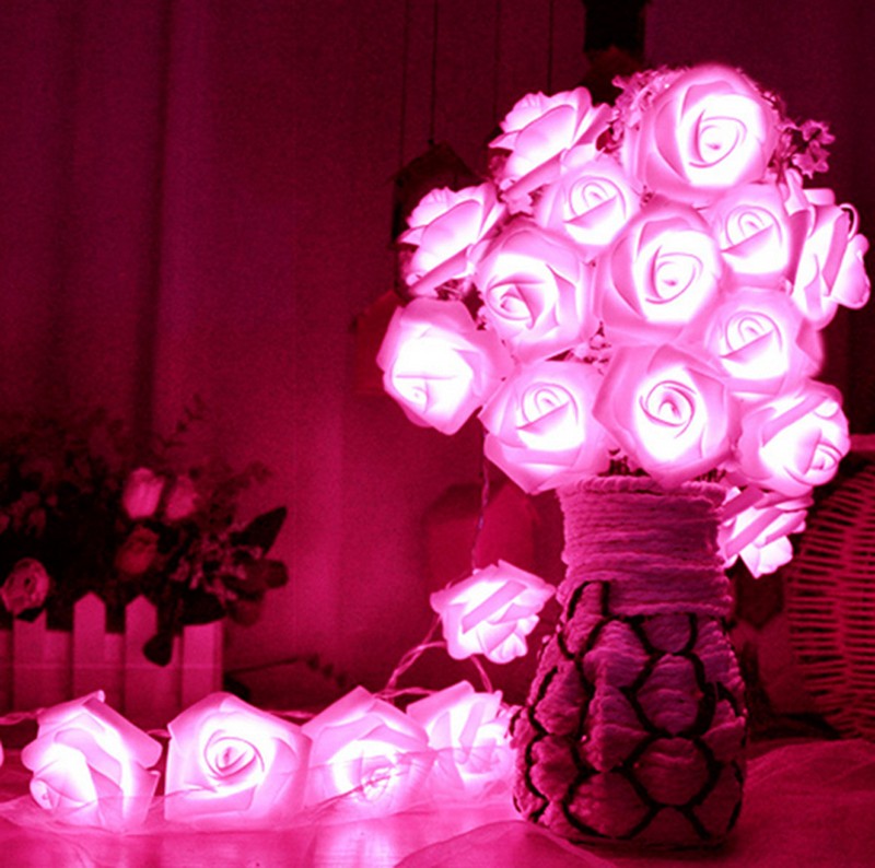 2019 Wholesale Romantic 20 Led Lighting Rose Flower String Fairy Lights Home Bedroom Garden Decor Wedding Party Decoration Artificial Plants From