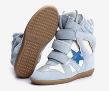 Isabel Marant 100 Original Wedge High Heel Sneakers Cowboy pentagram Suede Leather Boots