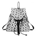 High Quality Fashion Women backpack 2017 Silver geometric patchwork diamond lattice backpack drawstring mochila Daily Backpacks
