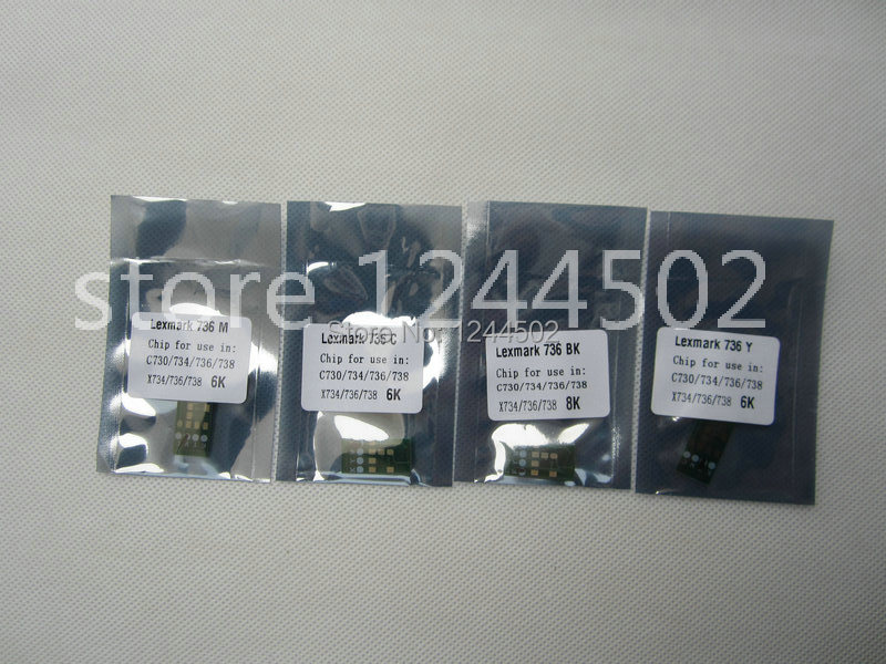 Compatible new toner cartridge reset chip for Lexmark C736 4 color per set 2 sets per lot