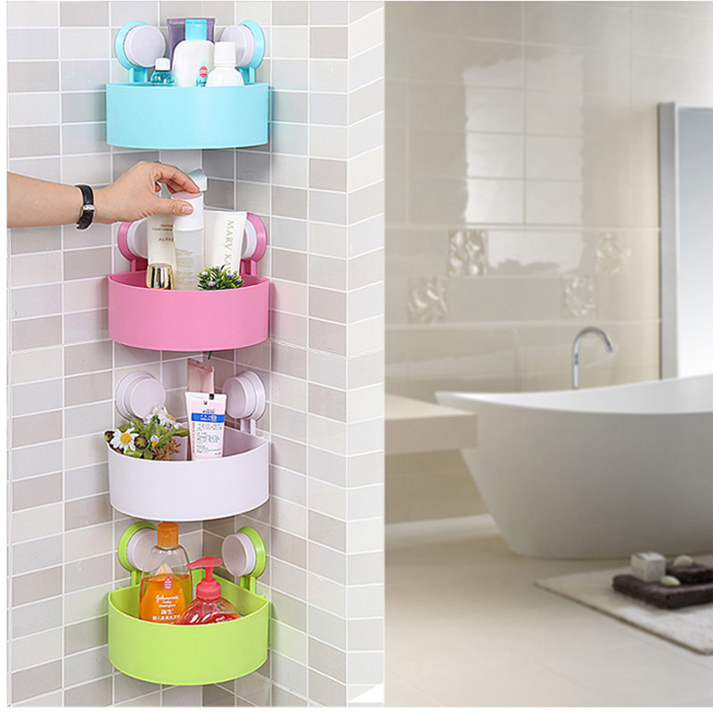 2016 Triangle Strength Sucker Bathroom Shelves Wall Hanging Storage Rack Useful Bath Convenience P239