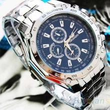 Min. 16 Hot Sale Luxury Fashion Men Stainless Steel Quartz Analog Hand Sport Wrist Watch Watches 01O2