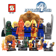 SY167 Fantastic Four Action Figures Minifigures Building Blocks Marvel Super Hero Human Torch Invisible Woman Thing Ben Bricks