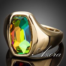 AZORA Latest Brand Design 18K Gold Plated Gradient Bright Color Stellux Austrian Crystal Ring TR0140