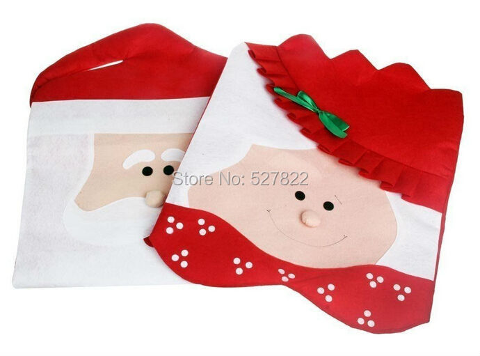 1Pair Lovely Mr & Mrs Santa Claus Christmas Dining Room Chair Covers Home Party Decoration