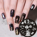 New Stamping Plate hehe57 Halloween Horrible Pumpkin Skull Ghost Bats Nail Art Stamp Template Image Transfer