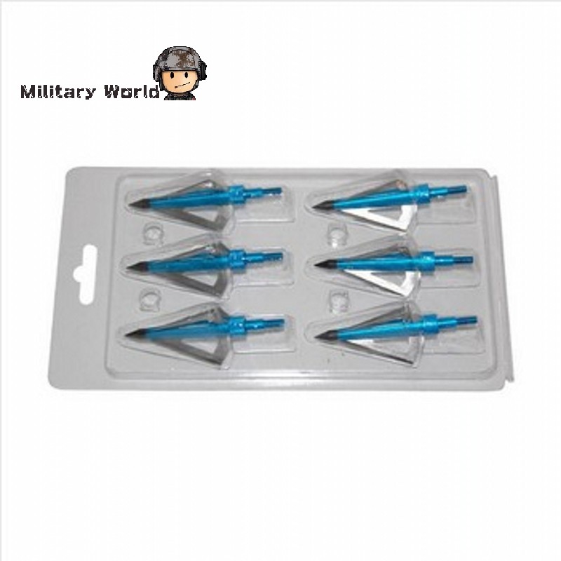 6pcs pack Military 100 Grain 3 Fixed Blades 2 Cutting Steel Archery Arrowhead Broadhead Hunting Arrow