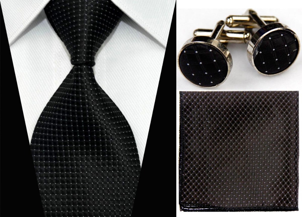 SNT0098 2014 New Men s 100 Jacquard Woven Silk Solid Neckties Tie handkerchief Cufflinks Sets for