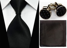 SNT0098 2014 New Men s 100 Jacquard Woven Silk Solid Neckties Tie handkerchief Cufflinks Sets for