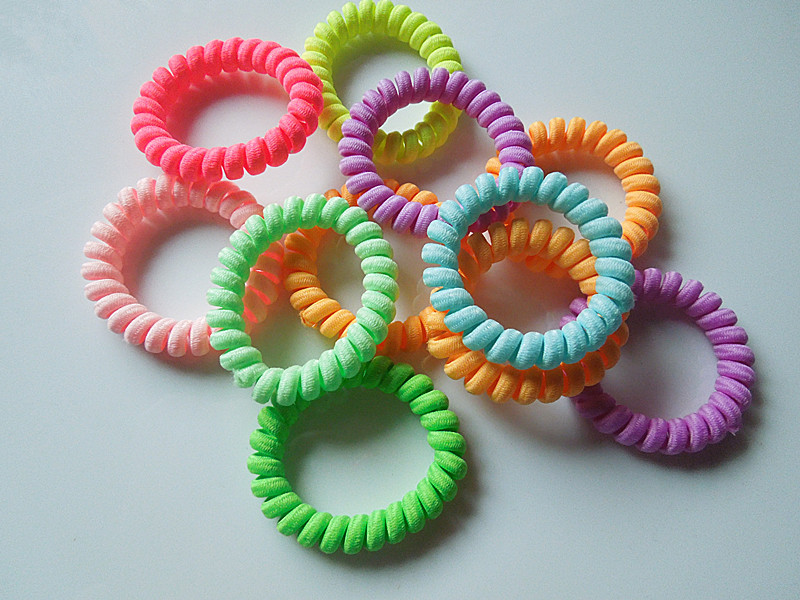 20pcs cloth wrapped phone cord elastic ribbon candy colored hair girl hair bundles