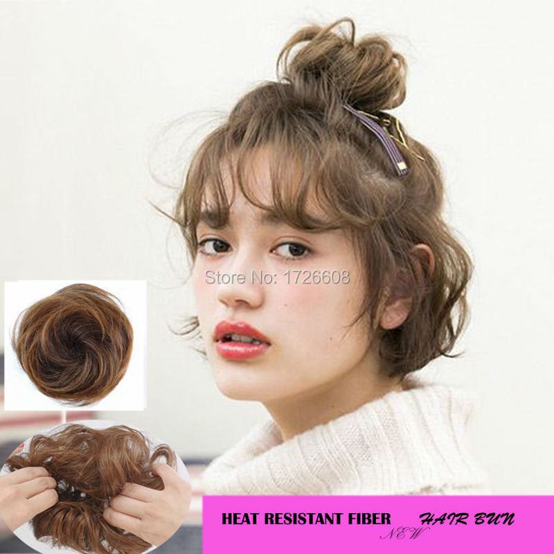 Curly Synthetic Hair Bun Extension Clip In Messy Chignons For Ponytail Elastic Fake hair bands Updo