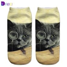 3D Sock Print Lovely Cat Time-limited Ruched Polyester Contrast Color Meias Women Socks Casual Cute Character Unisex