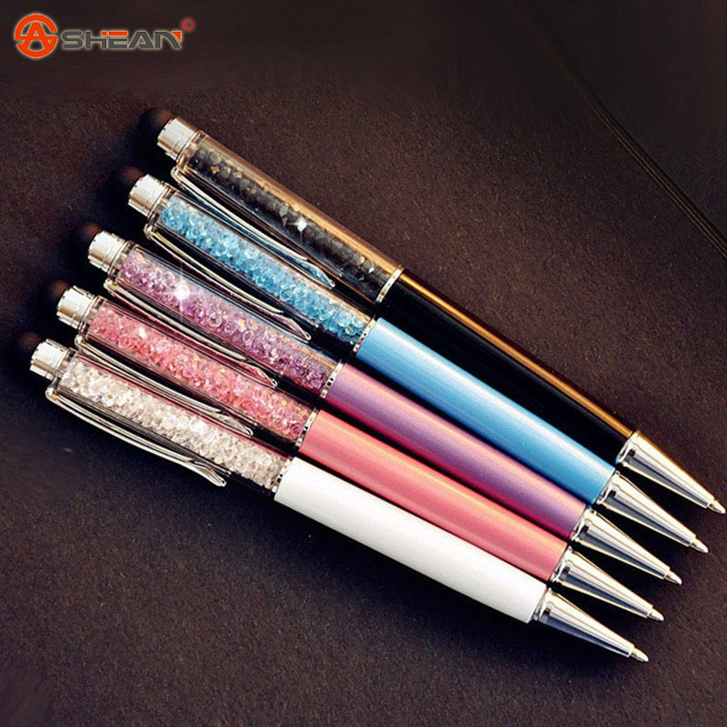 14 colors New design Diamond Ballpoint pen Crystal pens Stationery ballpen Office school Promotion gift 1 pcs