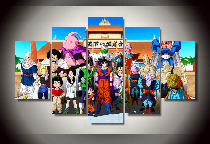 HD Printed Cartoon dragon ball Group Painting wall art Canvas Print room decor print film poster canvas Free shipping/ny-372