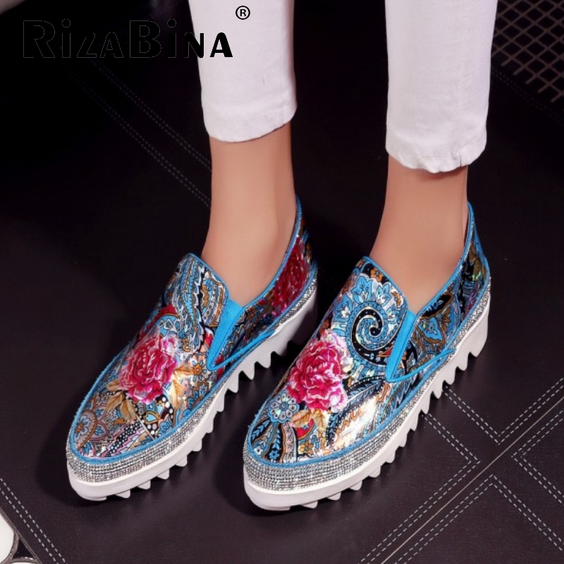 Фотография women real genuine leather party casual flats leisure shoes sexy fashion brand flower ladiy shoes Zapatos Mujer size 34-39 R7103