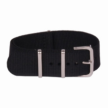 Alta calidad negro Nylon tela Canvas correas de reloj de la otan correa 16 mm correas de reloj hebilla para horas 18 mm 20 mm 22 mm 24 mm