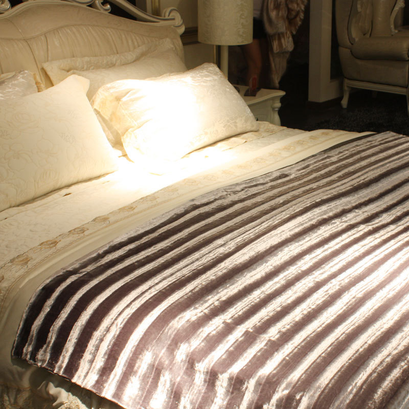 Velvet stripe luxury bed blanket bedding duvet cover separate blanket