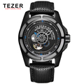 TEZER Fashion Designer Mens Watches Top Brand Luxury Automatic Self Wind Clock 50M Waterproof Leather Strap