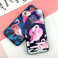 Fashion Colorful Flamingo Case Cover For iPhone 7 7Plus 6Plus 6SPlus Black border silk Pattern Phone