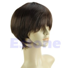 W110 Free Shipping 1PC Vogue Short Straight Men Cosplay Party Costume Hair Full Wig Black Brown