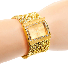 Classic Luxury Quartz Watch Women’s Gold Diamond Case Alloy Band Bracelet Watch New Design 5DC9 6YLN W2E8D
