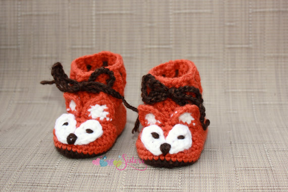 Crochet Baby Booties Crochet Fox Booties Fox Baby Shoes - Crochet Baby Shoes Unisex Baby Shower Gift