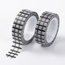 Tartan Pattern DIY Scrapbook Decorative Adhesive Tapes, Black, 15mm; 10m/roll