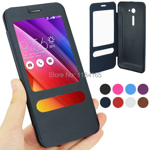 KOC-1928_1_Leather Case + Plastic Replacement Back Cover with Call Display ID for ASUS Zenfone 2 (5.0) ZE500CL with LOGO