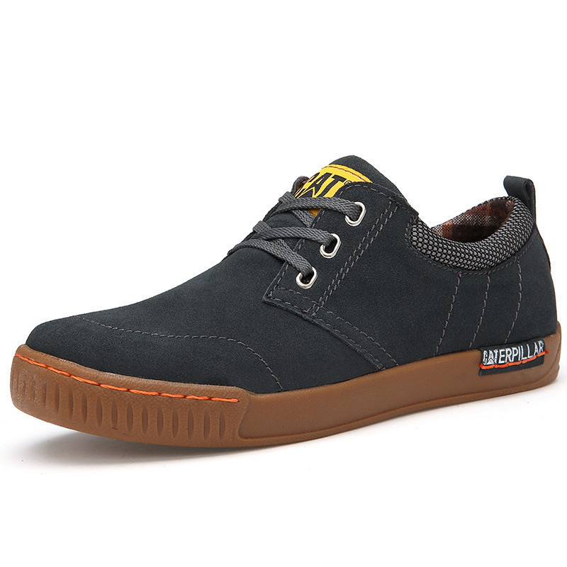 Dark Blue Yellow Gray Suede Leather Men Shoes, All-match Outdoor Leisure Shoes, CAT Flats Plimsolls Lace-up Brand Shoes Men Dark Blue Yellow Gray Suede Leather Men Shoes, All-match Outdoor Leisure Shoes, CAT Flats Plimsolls Lace-up Brand Shoes Men